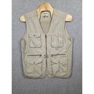 Eddie Bauer Vest Mens Medium Khaki Multi Pocket‎ Fishing Travel Safari Outdoor